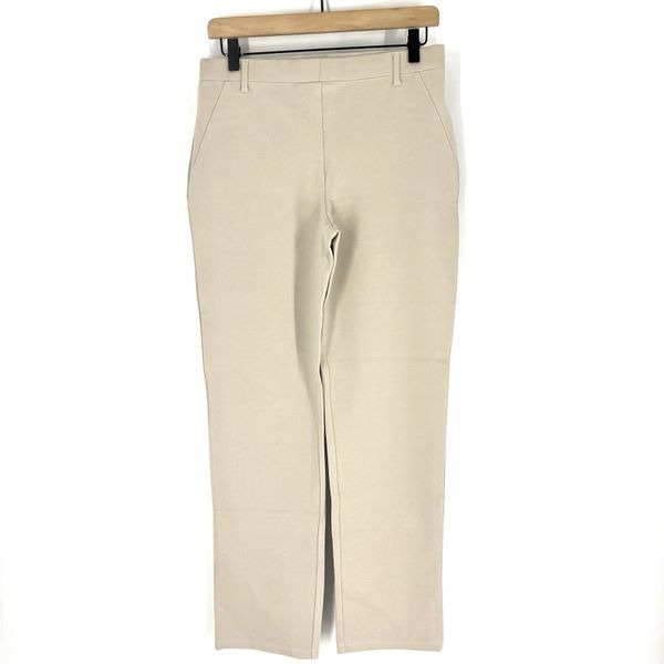 Quince Pants Size Medium Womens Ecru Tan Ultra Stretch Ponte Straight Leg Career
