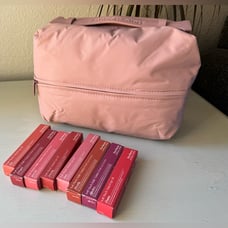 NWT Rare Beauty Soft Pinch Lip Oils Set and Puffy Toiletry Bag
