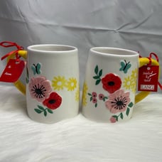 Flowers & Butterfly Mugs Set Of 2
