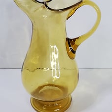Vintage Amber Yellow Art Glass Pitcher MCM
