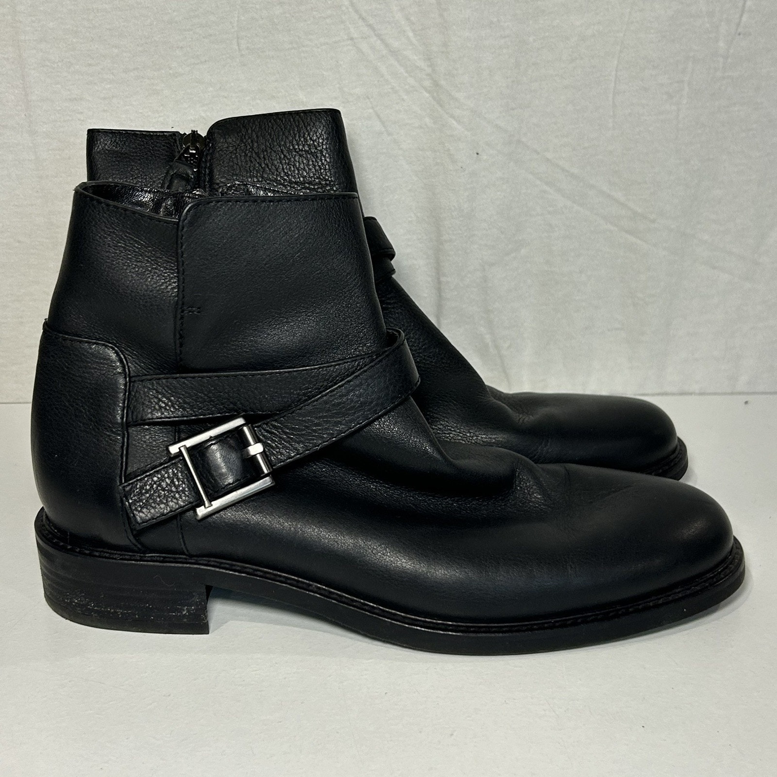 Aquatalia Bree Biker Boot Ankle Women's Size 10 Black Leather Water Resistant