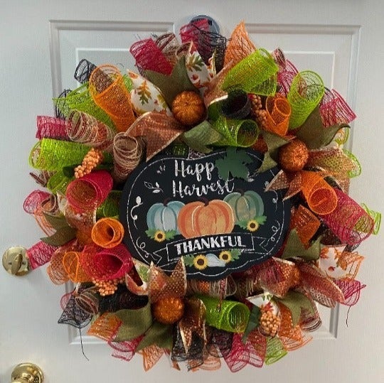 Happy Harvest / Fall Deco Mesh Wreath