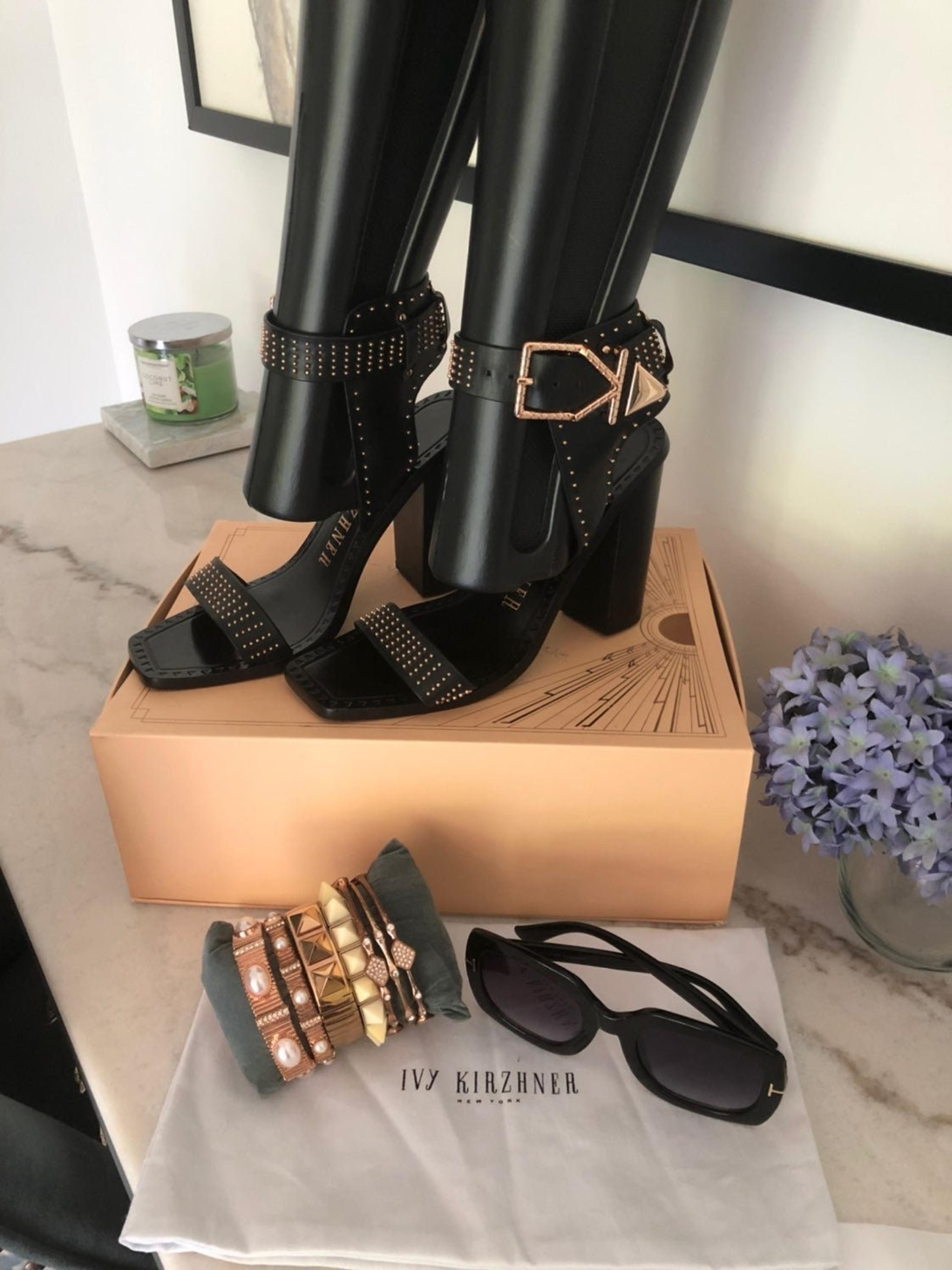 Black Leather Studded Gladiator Sandals