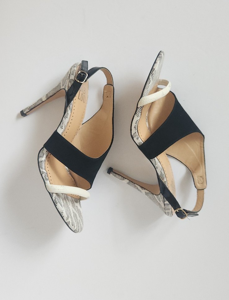 Bibi Lou Suede Leather Snake Print Heels Size 38 7.5