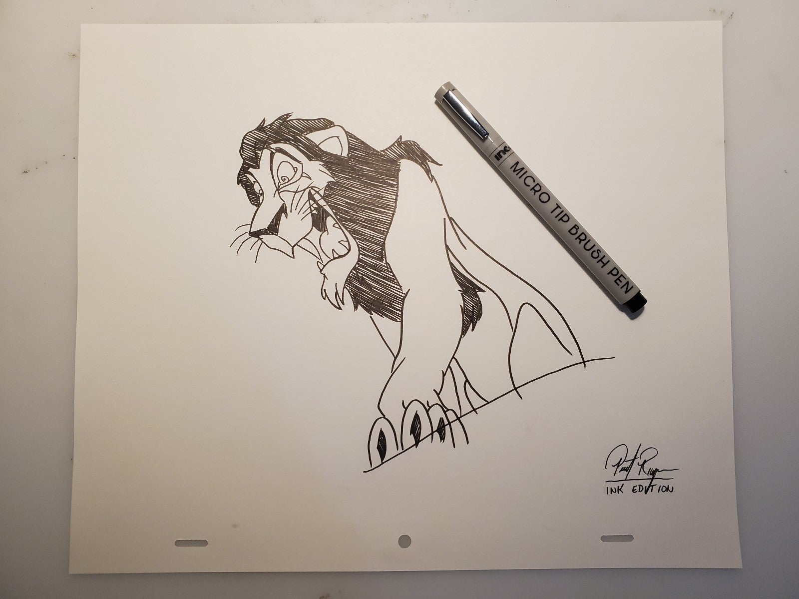 Disney The Lion King Scar Ink Drawing/sketch animation signed art