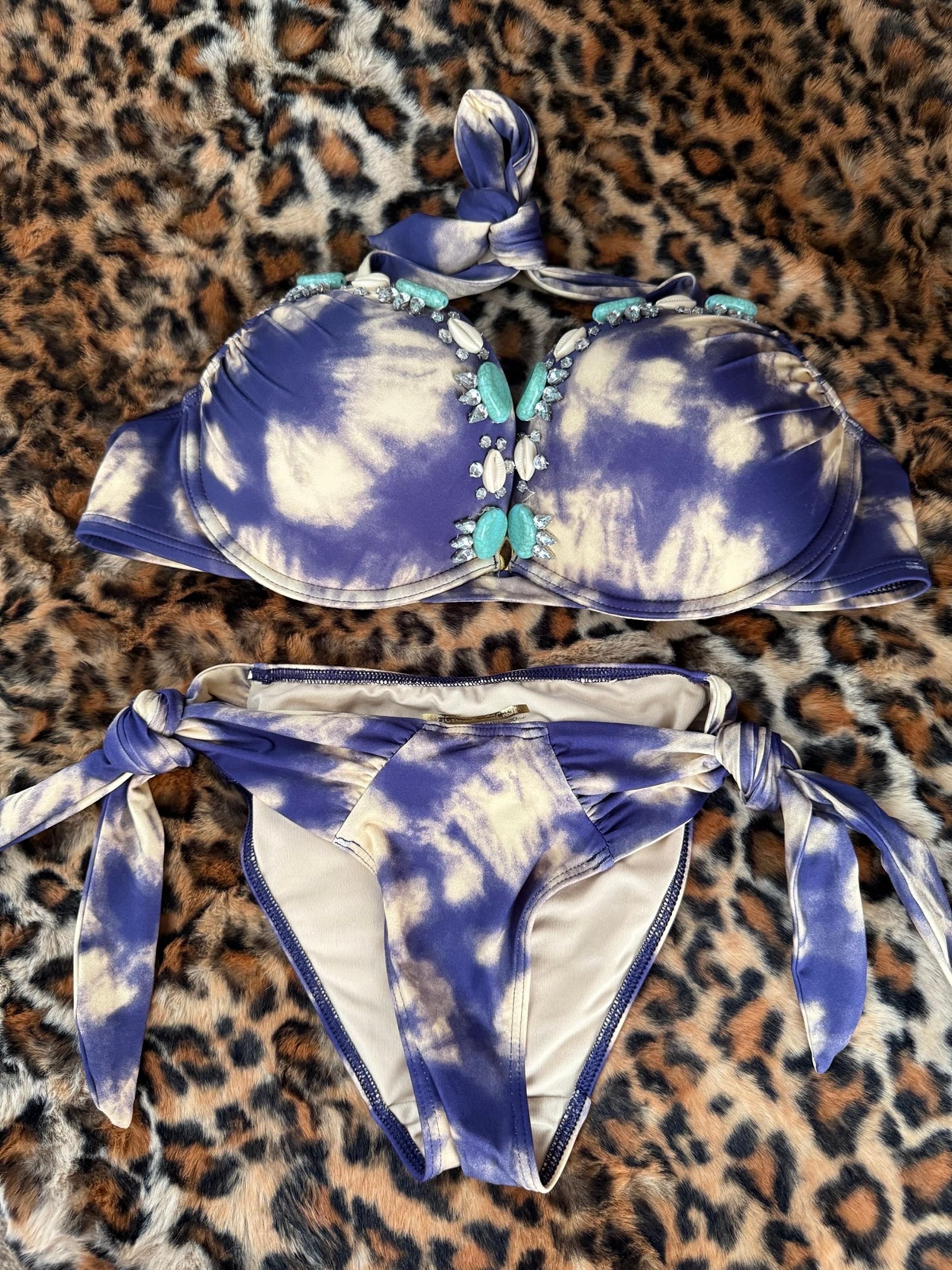 36B Victoria secret embellished blue tie dye small  shells stones rhinestones VS