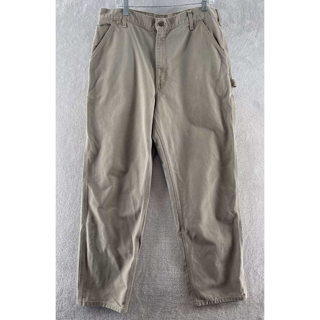Carhartt Pants Mens 38x34 Dungaree Fit Tan Carpenter Loose Workwear