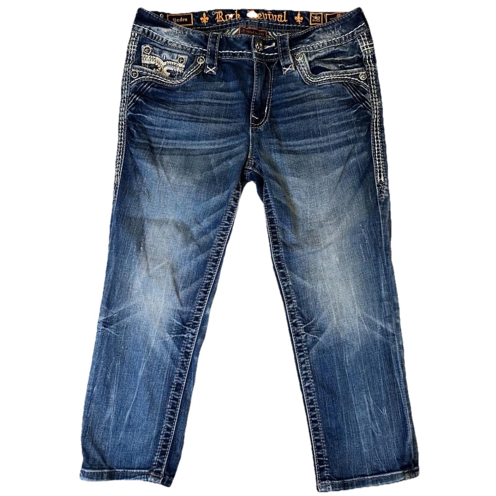 Rock Revival Women’s Yadra Mid Rise Capri Jeans Size 28