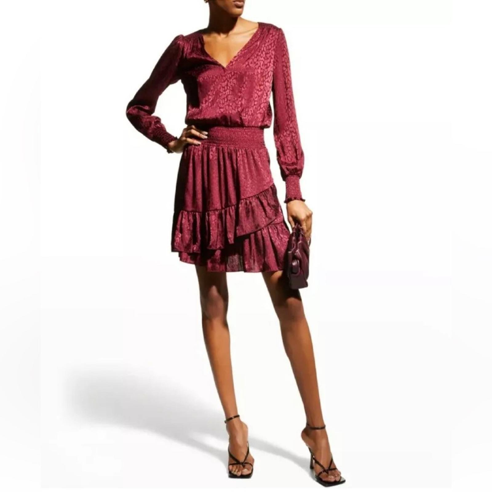 Michael Kors Cheetah Print Long-Sleeve Mini Dress in Red, Size XS NEW w/Tag 165