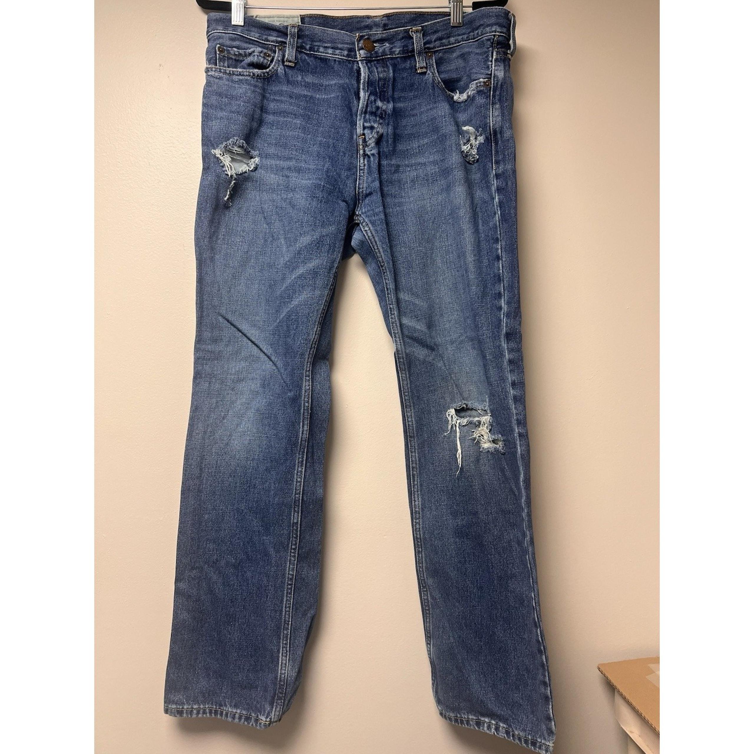 Bootcut Men's Hollister The Boot Distressed Med Wash Jeans Size 34x32
