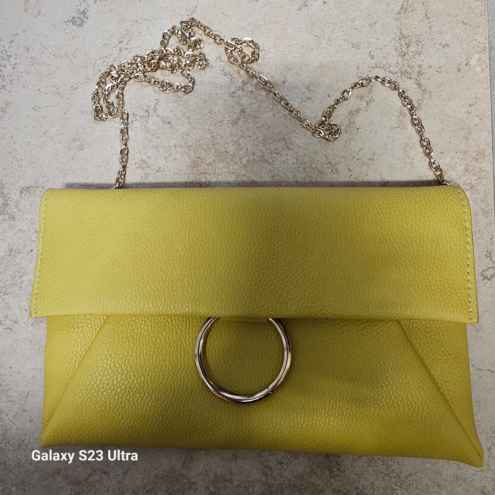 Yellow Leather Chain Bag Clutch