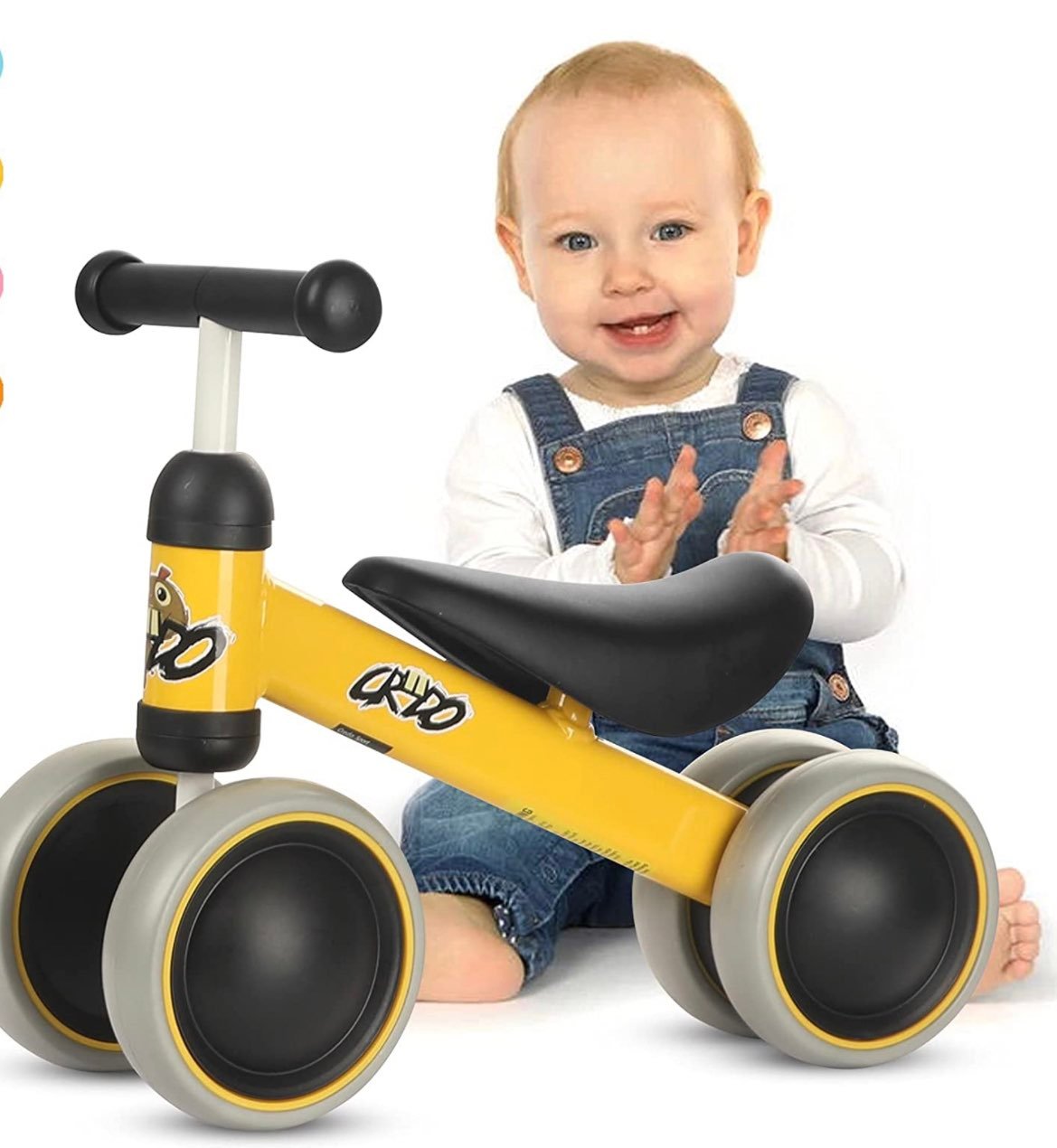 Baby Balance Bike,No Pedal Infant 4 Wheels Bicycle for 10-24 Month,Toys for 1 Ye