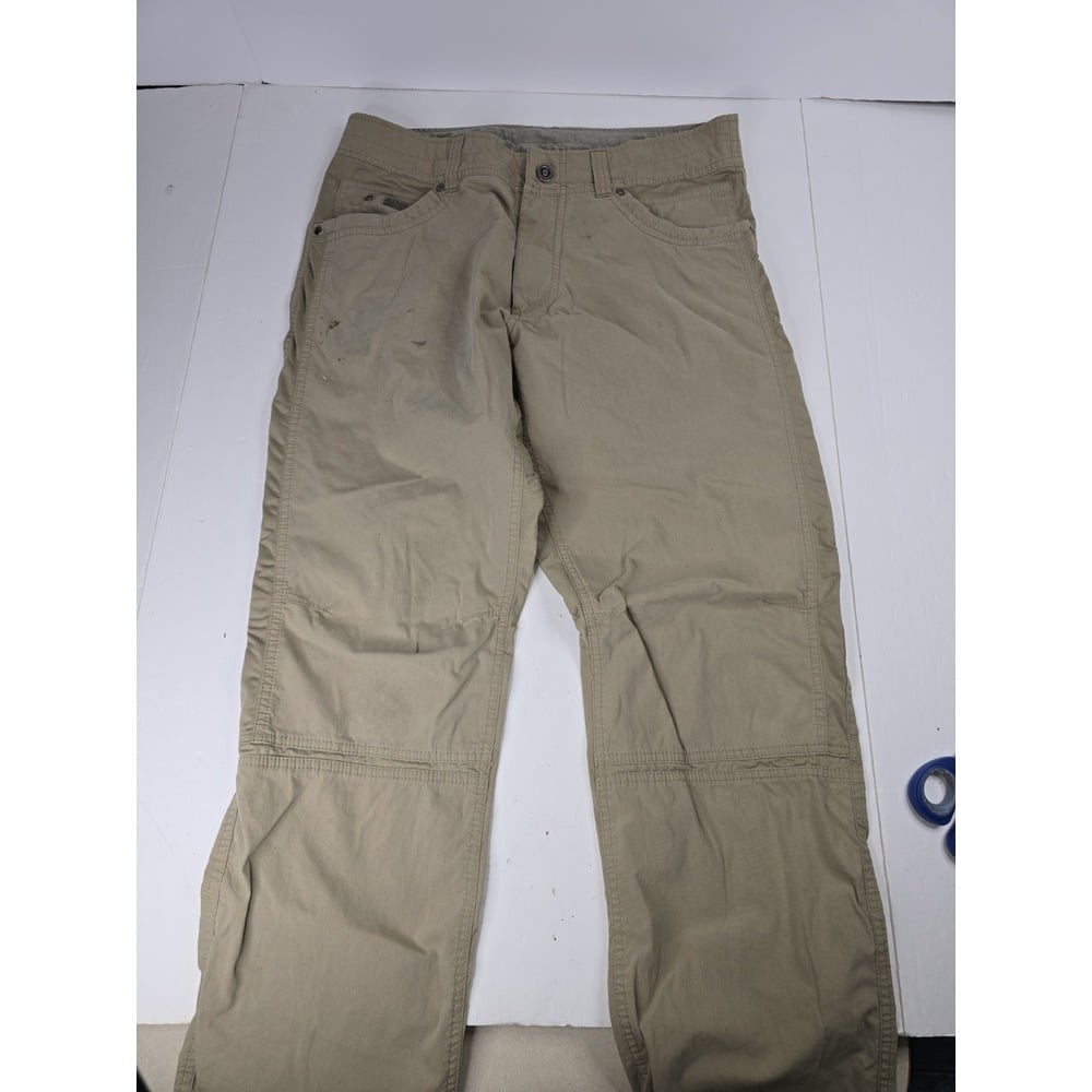 KUHL Radikl Legendary Pants Mens 34x30 Brown Exoskeleton Articulated Knees Hike