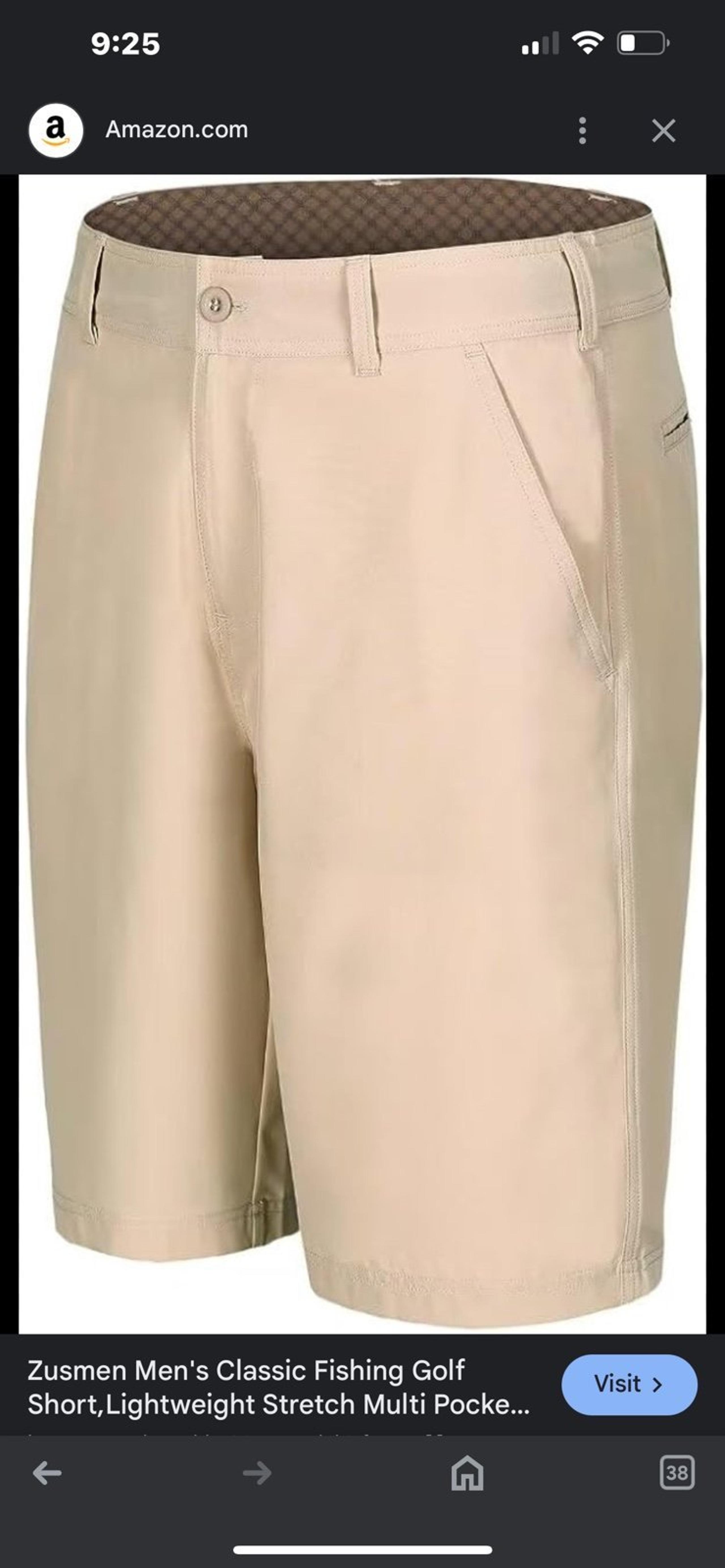 NWT Classic Fishing Golf Short,Lightweight Stretch Multi Pocket Stretch Flat Fro