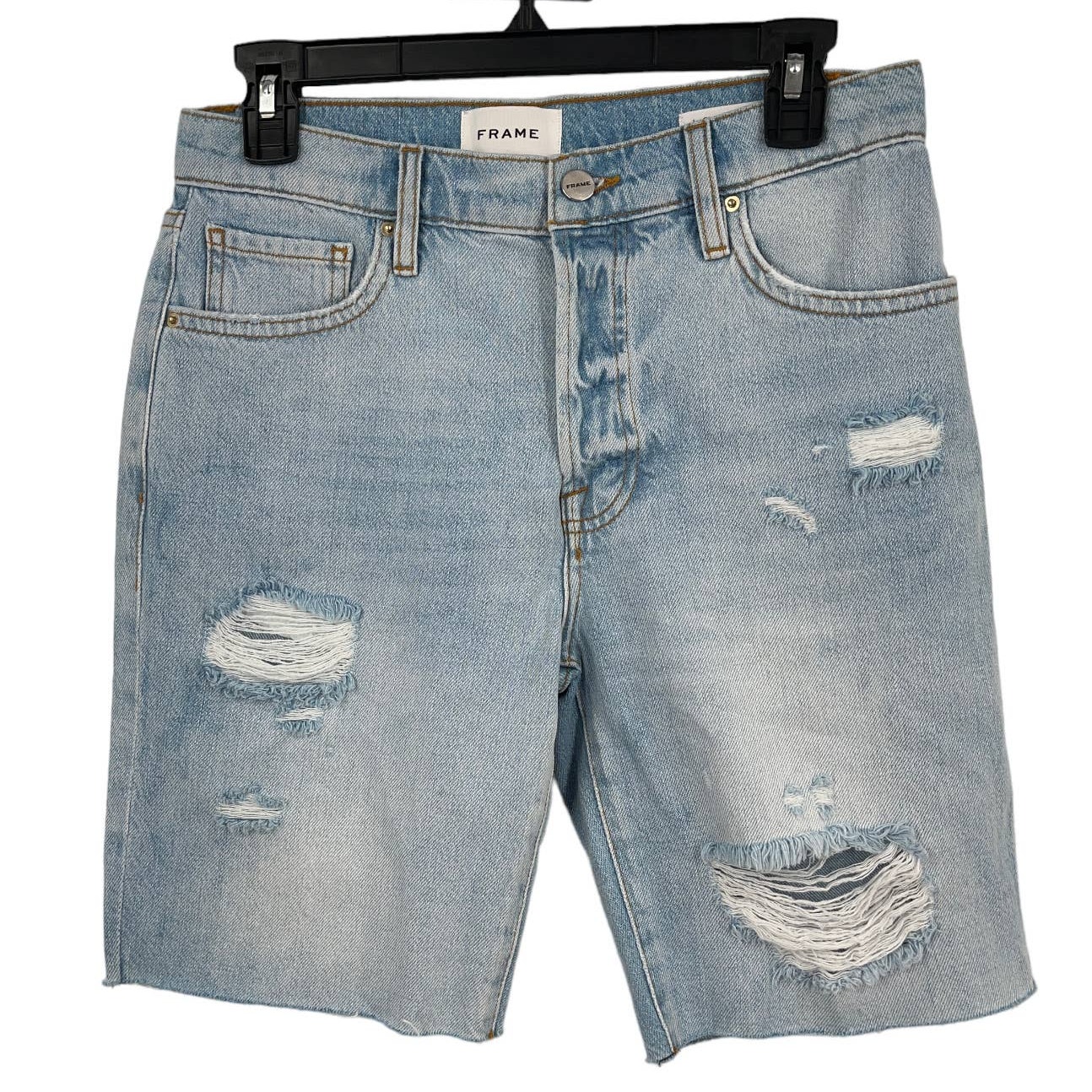 Frame Denim shorts Le Slouch Ripped high waist bermuda size 25