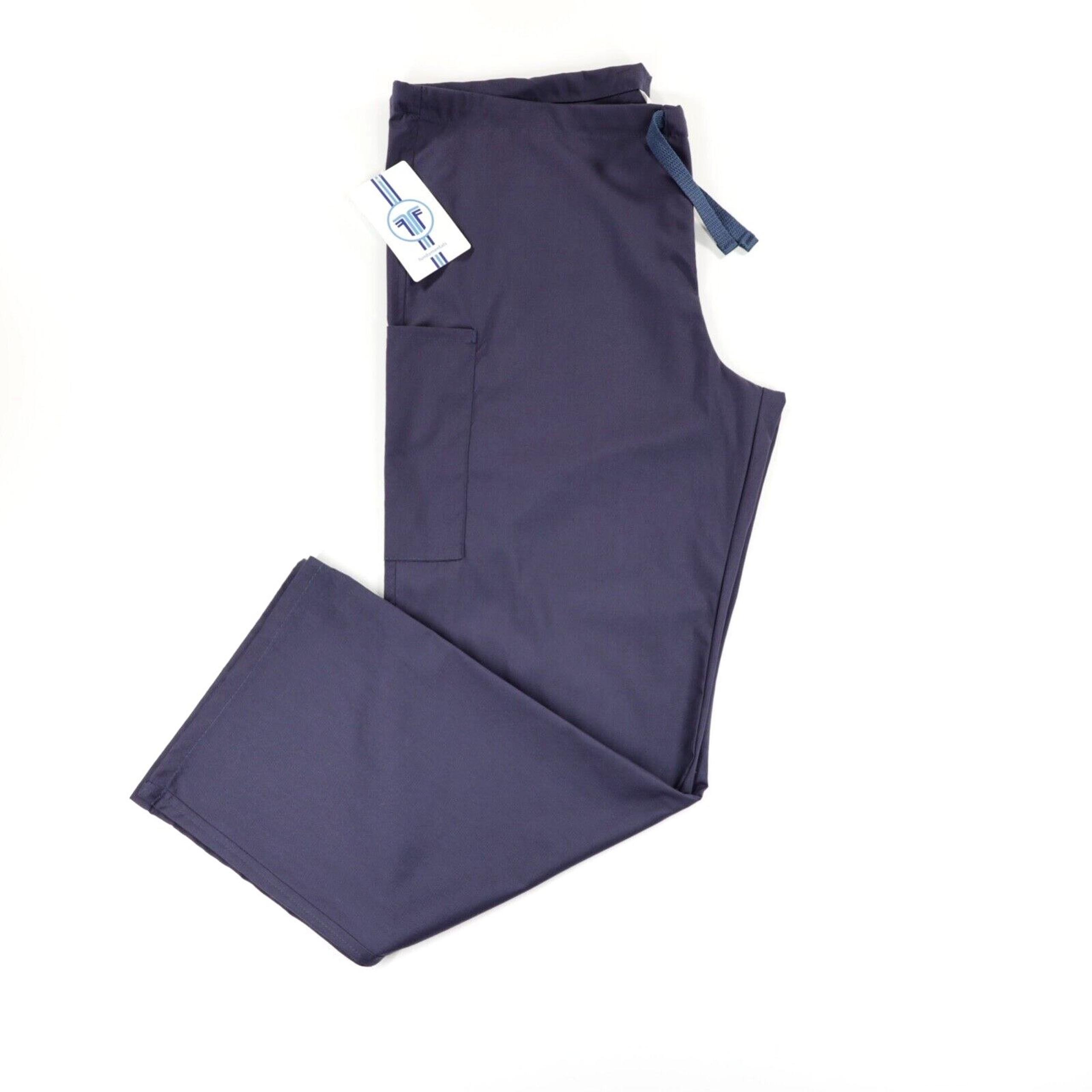 Fundamentals Unisex Drawstring Waist Pocket Scrub Pants Navy Size M