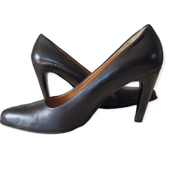 Bally Black Leather Heels Shoes