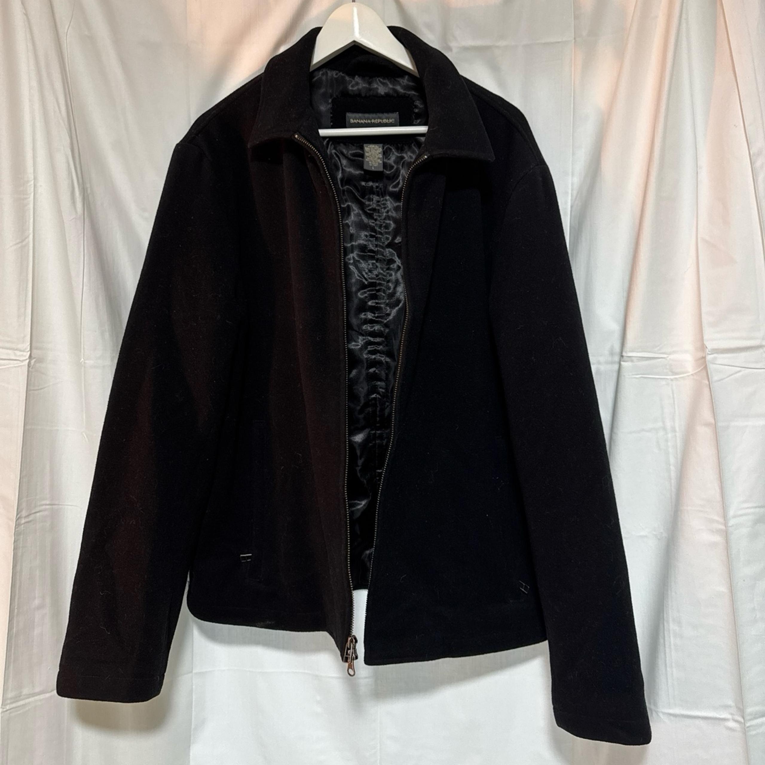 Banana Republic Classic Black Wool Cashmere Zip-Up Jacket Versatile Outerwear