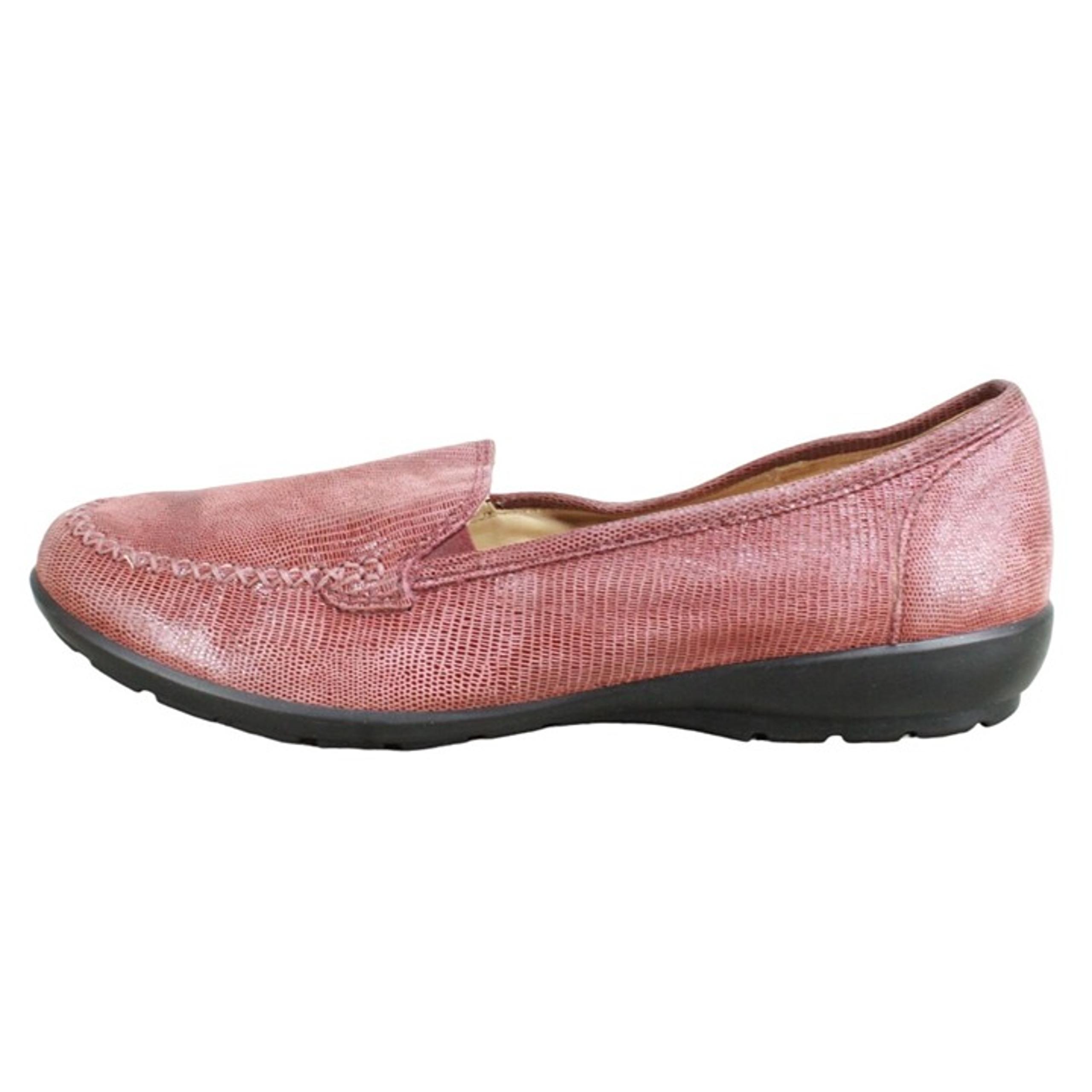 Hotter Women's Jazz Red Snakeskin Faux Leather Stitch Slip On Shoes Size 10