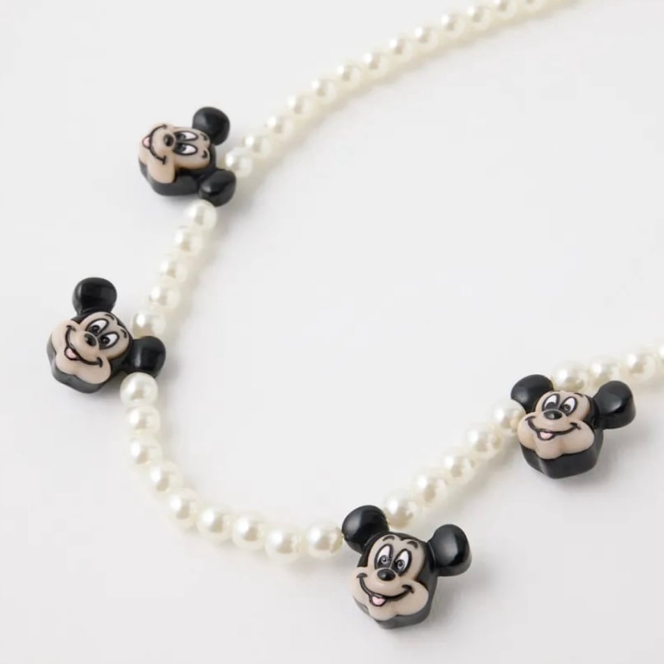 Japan Disney Moussy Mickey Mouse Pearl Necklace