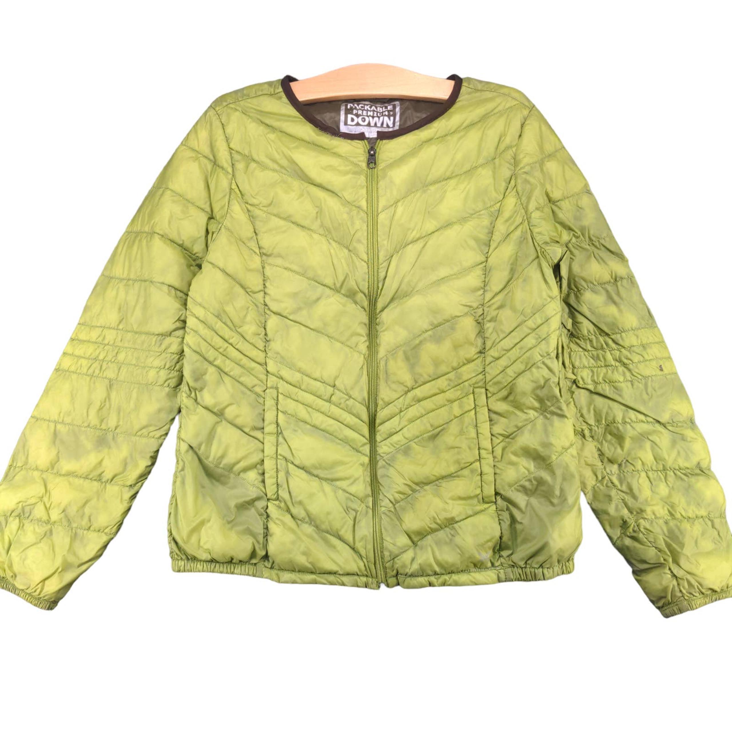 Xersion Womens Full Zip Packable Premium Down Puffer Jacket Green Small