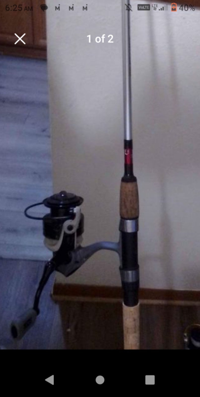 Fishing spinning rod and reel combo.