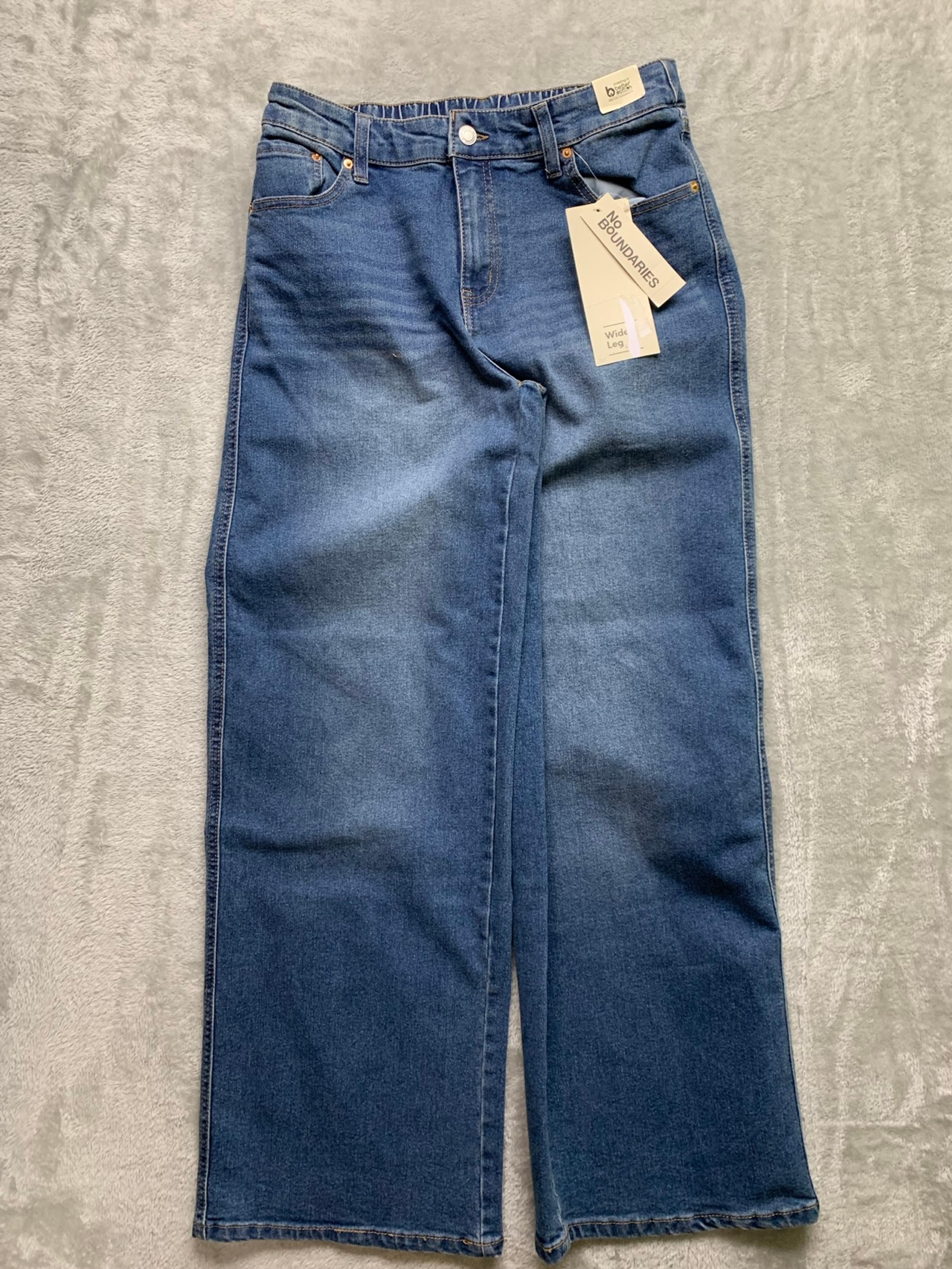 No Boundries Mid Rise Womens Sz S (4-6) Denim Blue Jeans Wide Leg NWT (W562)