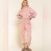 French Terry Thermal Mix Rose Quartz Crop Sweatshirt & Jogger - Rose (m)