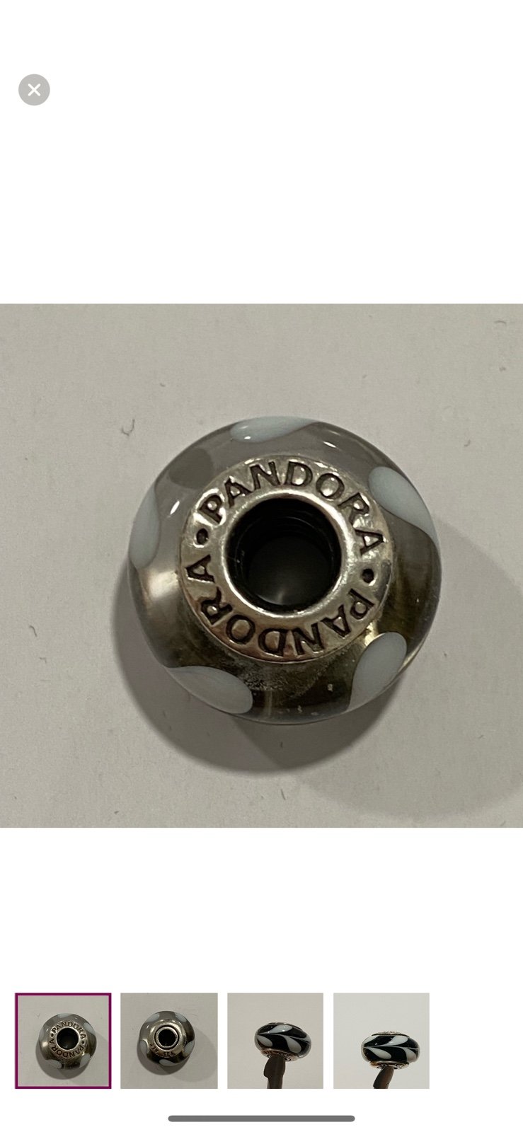 Pandora black and white marble Murano glass (27