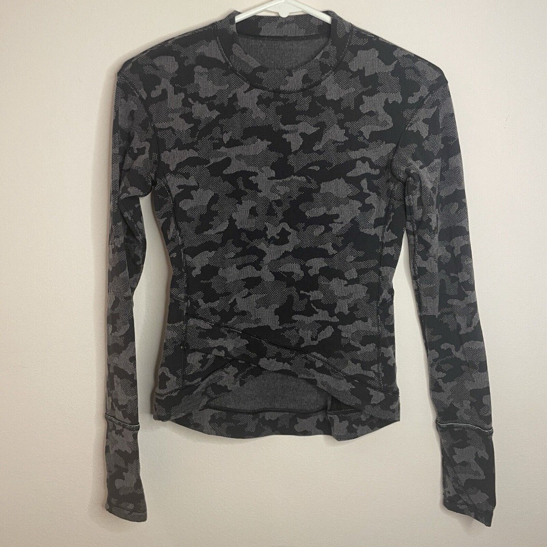 LULULEMON Rulu Close To Crossing Long Sleeve Shirt Size 4 Heritage Camo Fleece