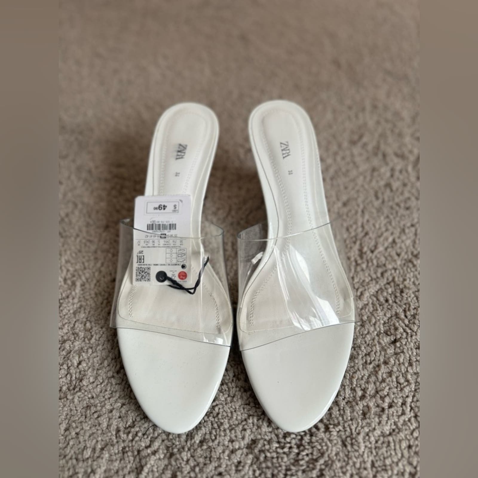 ZARA VINYL WEDGE SANDALS - SIZE 7.5 or 38 - BRAND NEW WITH TAG