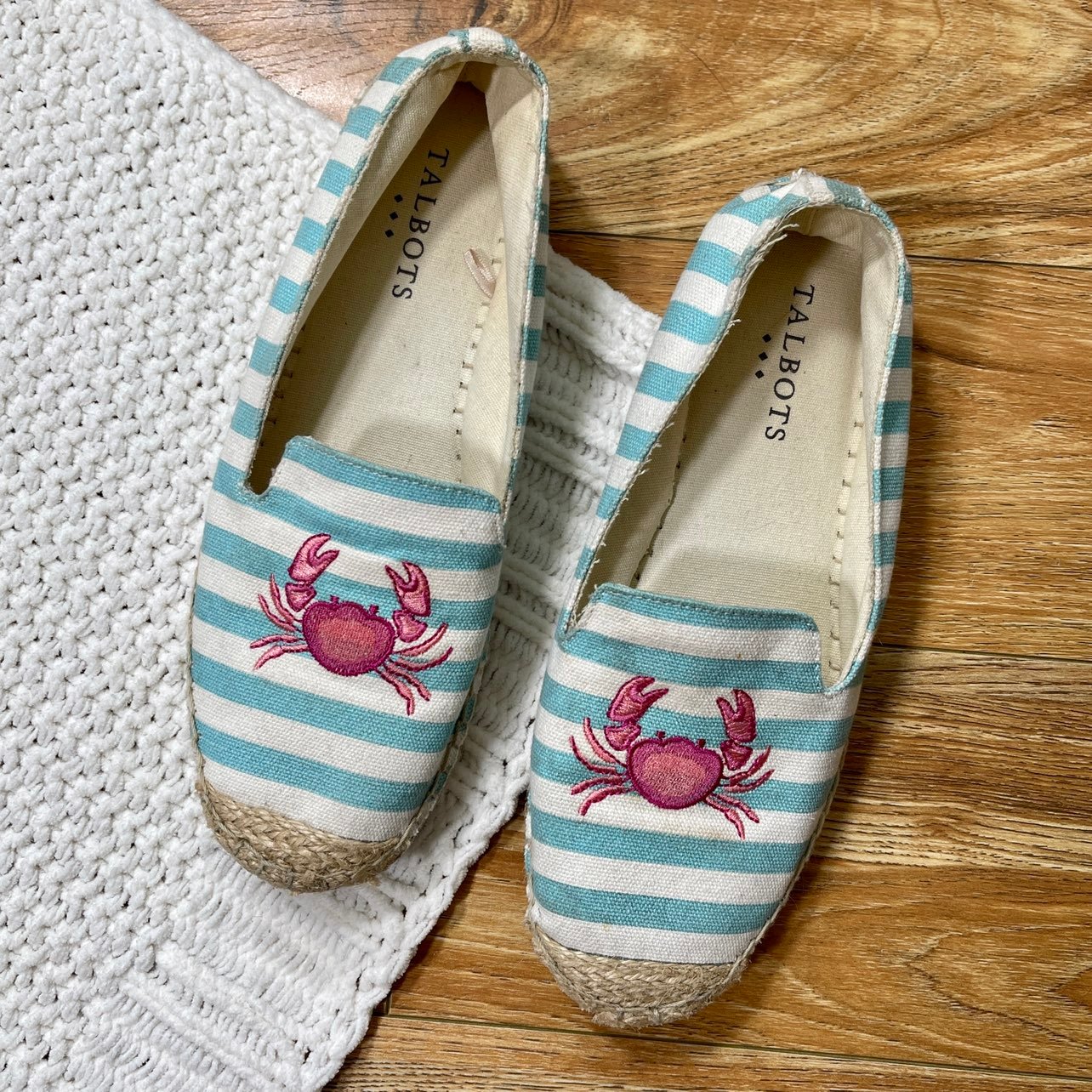 Talbots SZ 7 slip on striped crab espadrille loafers