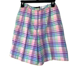 Paul Trever Plaid Shorts Womens Size 8 Vintage Pleated High Waist Zipper Pastel
