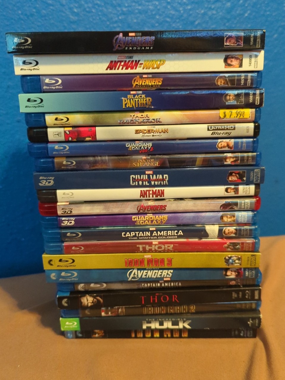 21 Marvel Blu-ray Movie Lot ironman Captain America Spider-Man end game