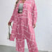 Woman Geometric Print Long Shirt Dress with wide Leg Pants with Pockets SIZE 0XL