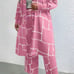 Woman Geometric Print Long Shirt Dress with wide Leg Pants with Pockets SIZE 0XL