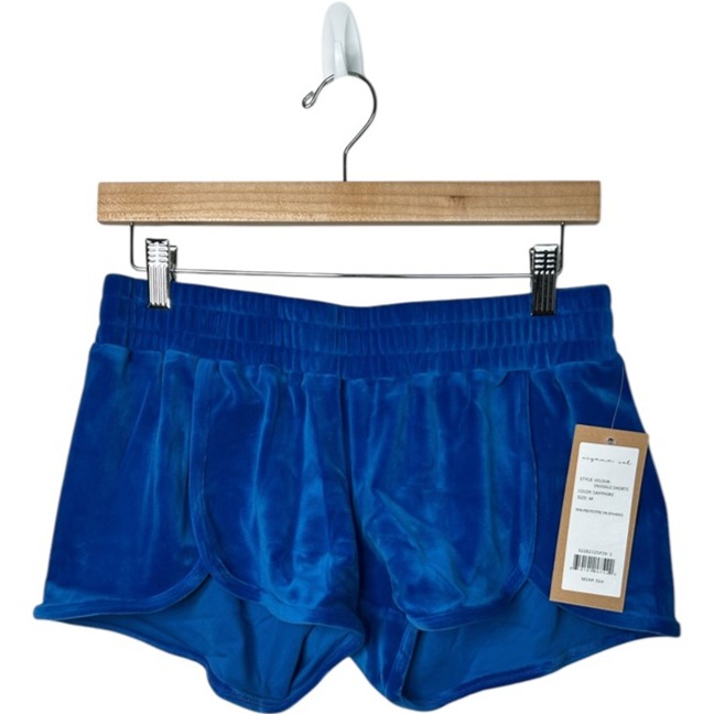 Niyama Sol Sapphire Blue Velour Snuggle Loungewear Shorts Womens Size Medium NWT