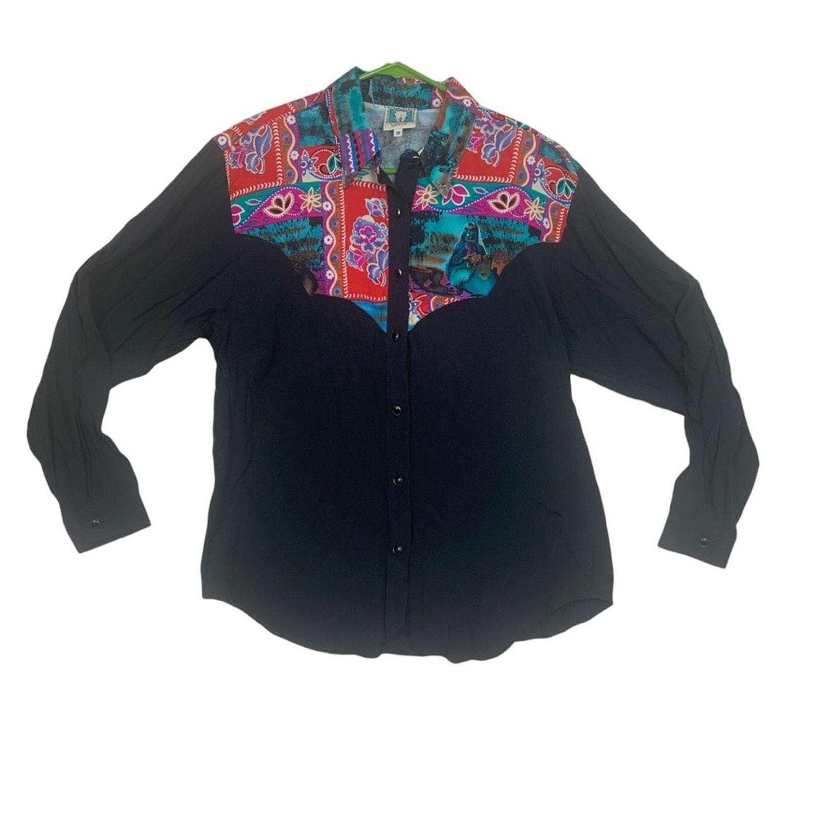 Vintage Desert West Sherry Holt Womens medium western cowgirl rodeo black native