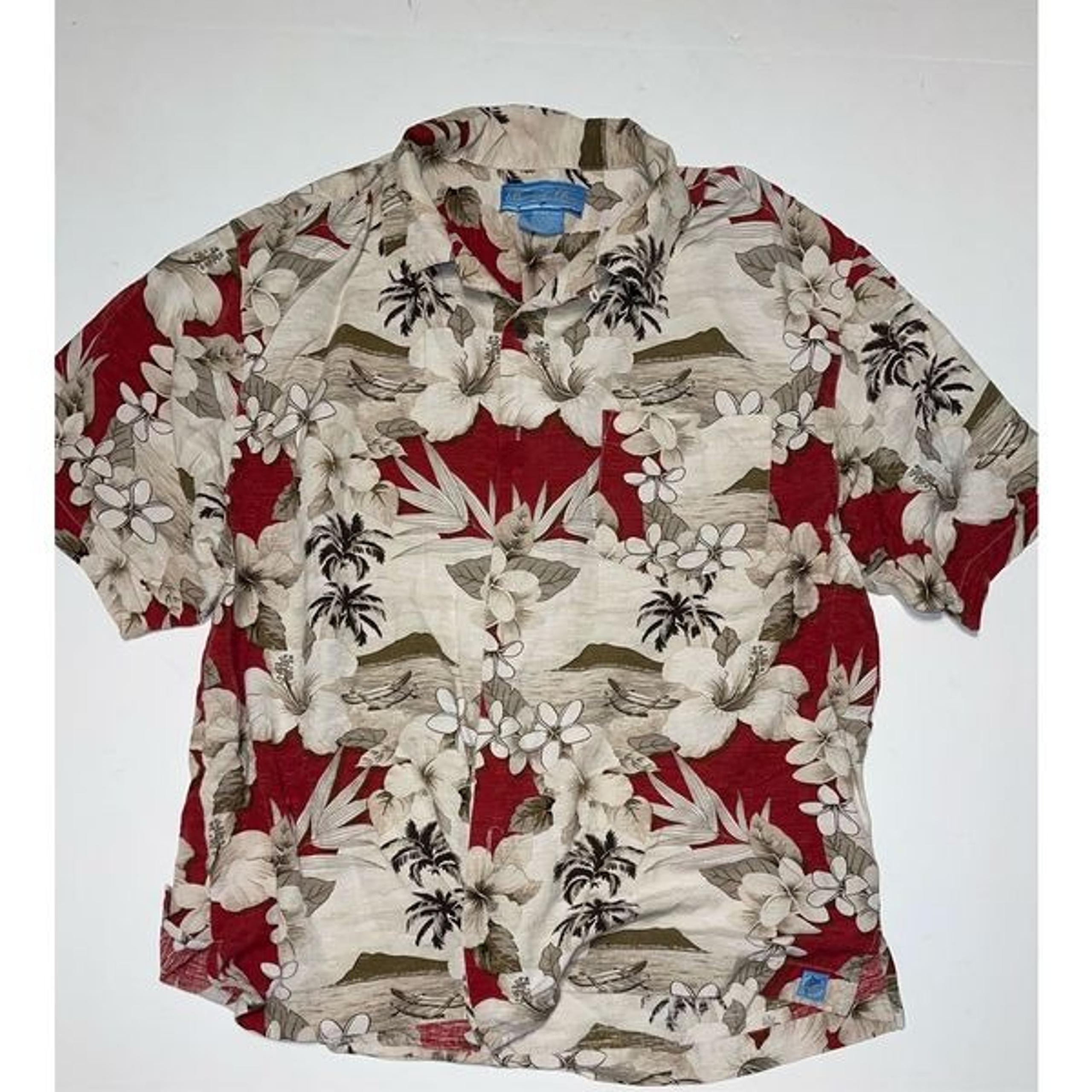 Bermuda Bay 100% Silk Hawaiian Floral Button Up Shirt Men's Size XL
