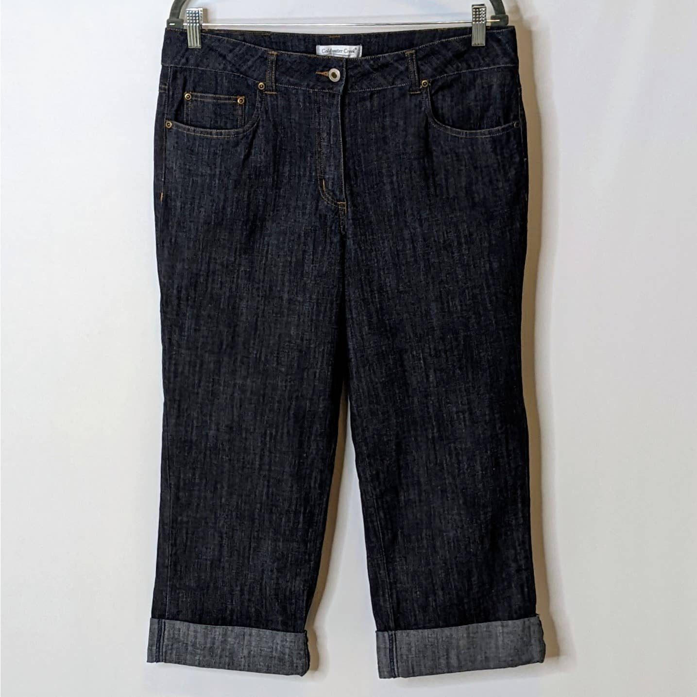 Coldwater Creek Blue Denim Stretch 5 Pocket Mid Rise Cropped Jeans Size 14
