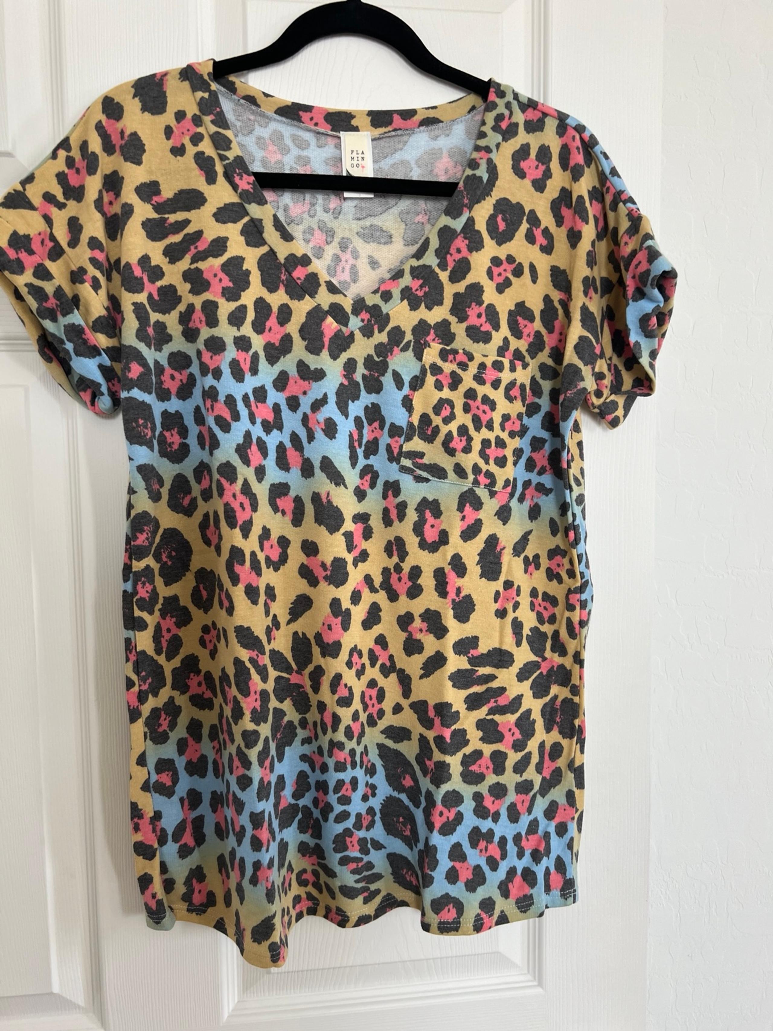 Leopard Print V- Neck Top