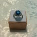 Blue & white cz princess style ring, size 6.5