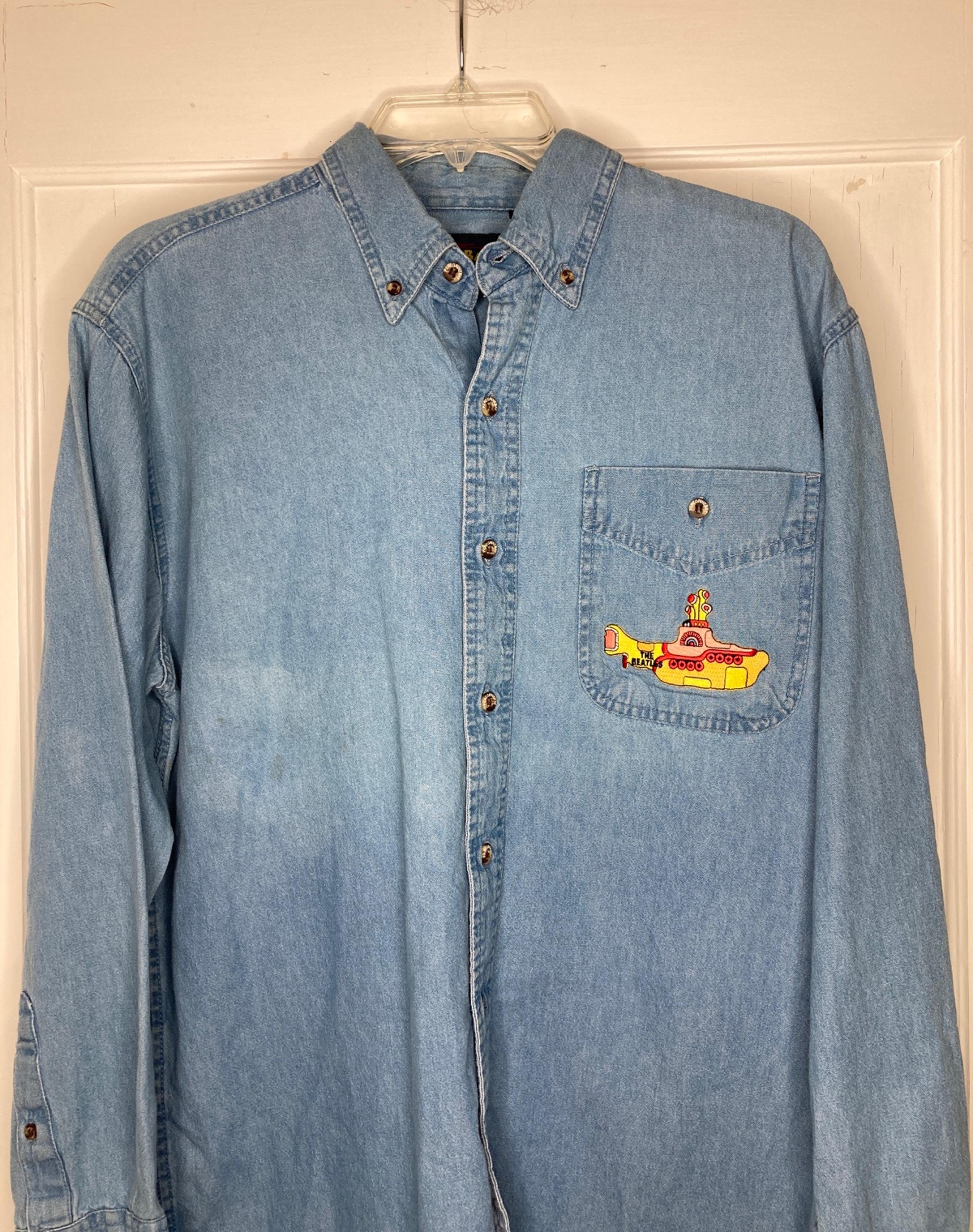 The Beatles Yellow Submarine Embroidered Denim Long Sleeve Shirt Peregrine Bay S