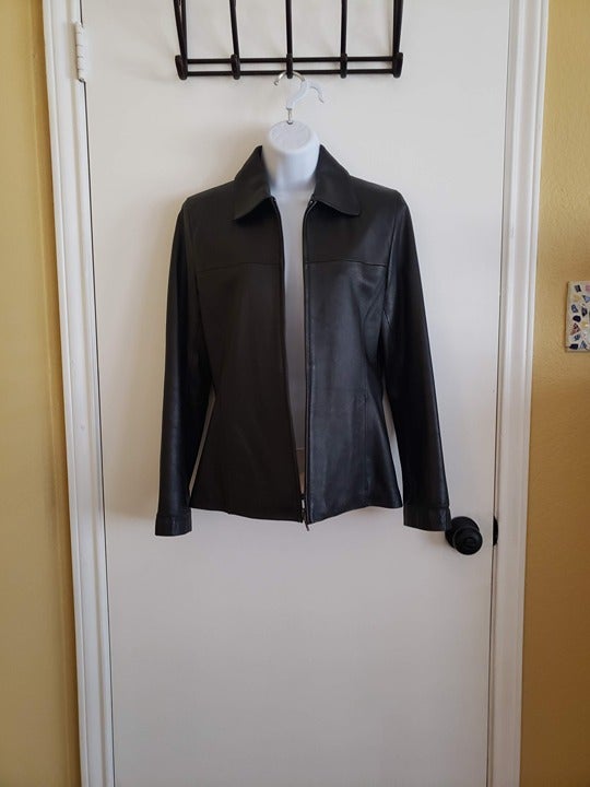 Black leather blazer/jacket