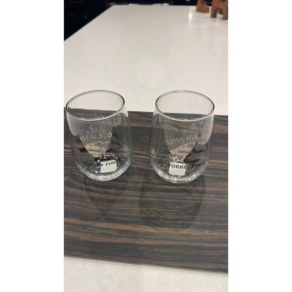 Torrey pines 121st US open stemless wine glasses new with tags PGA great course