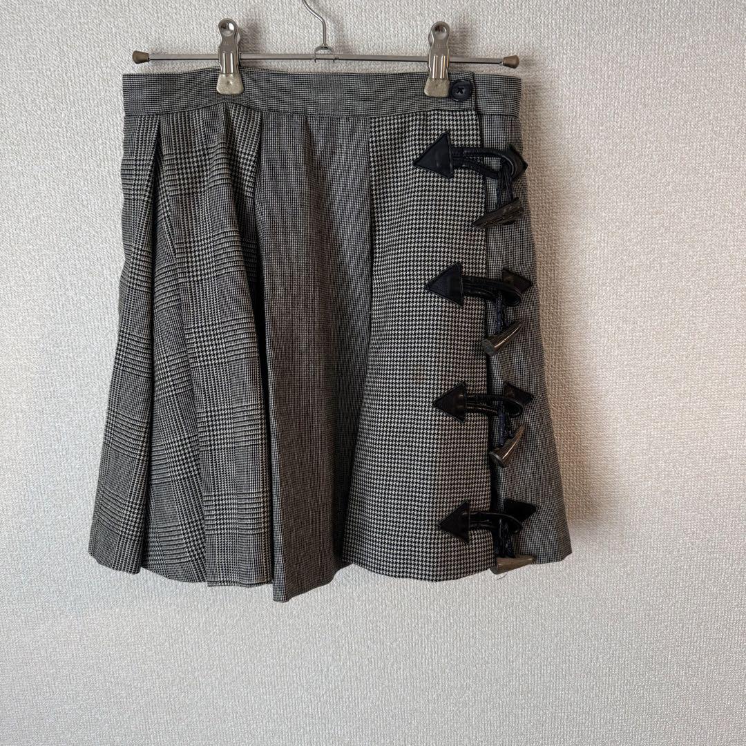 Hysteric Glamour Rare 90s Houndstooth Wool Mini Skirt with Water Buffalo Buttons