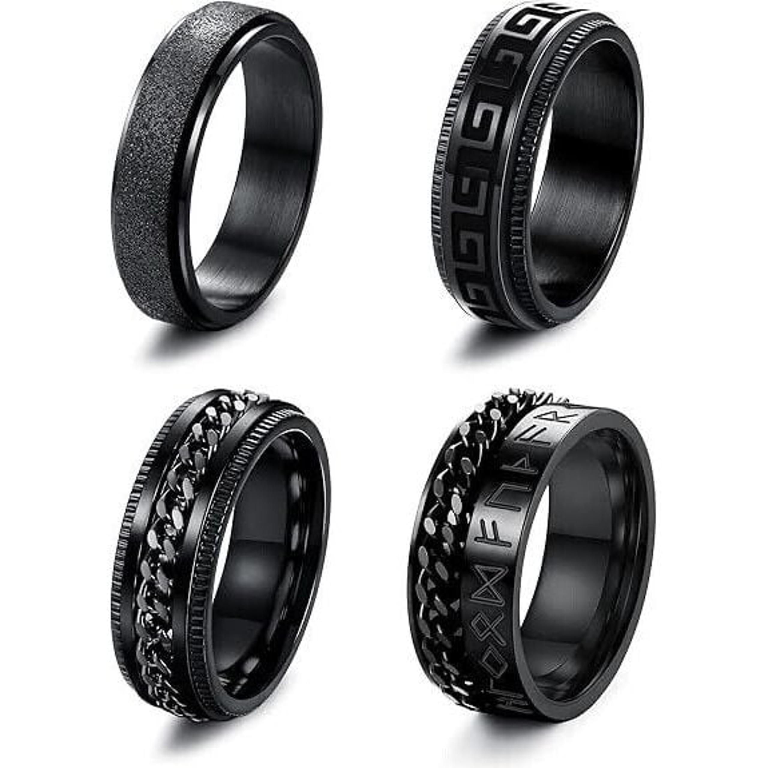 4 Piece Stainless Steel Fidget Anxiety Ring for Women & Men Fidget Spinner Rings
