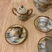 Vintage Tea Coffee Set Fairy Land Handpainted 12 pcs Birds NO POT LID