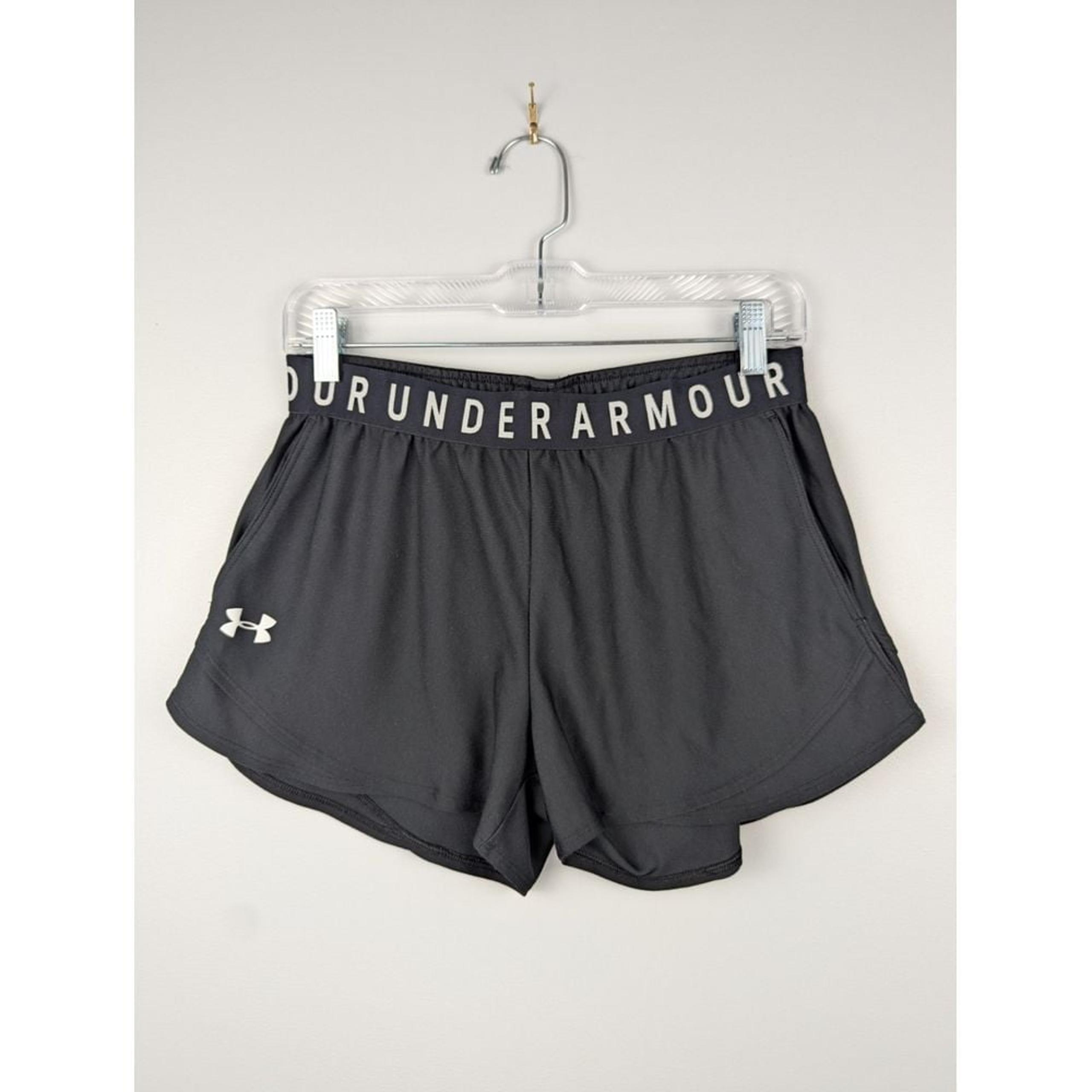UnderArmour Women's Shorts M Black High Rise Pull On Elastic Waist Logo Sports