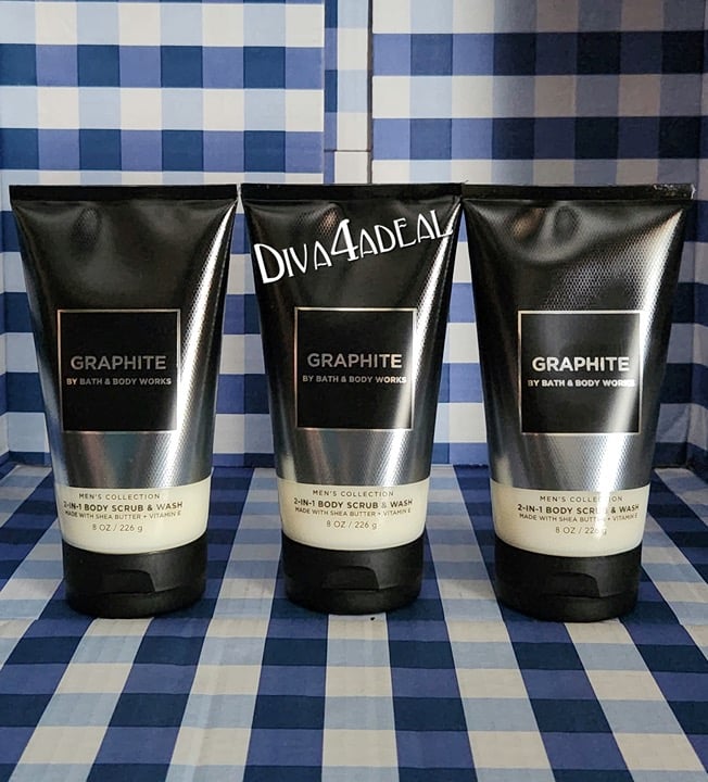 3x Bath & Body Works GRAPHITE Men’s 8oz Body Scrubs